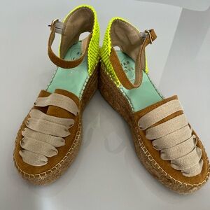 Stylish Tan and Neon Yellow Espadrilles